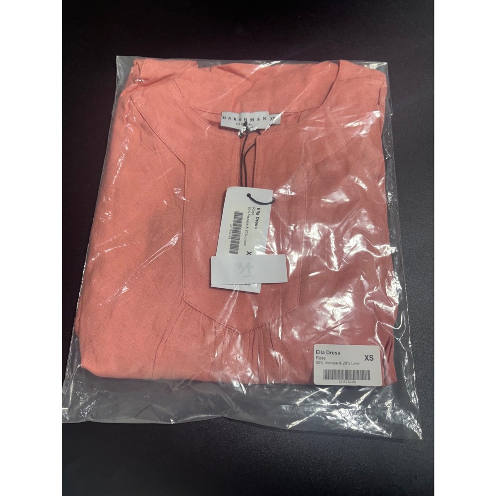 Harshman NEW Ella Midi 3/4 Sleeve Tiered A-Line V-Neck Dress Rose Size X-Small‎ - Picture 8 of 8